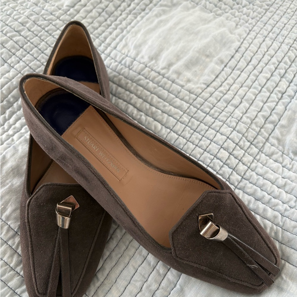 Stuart Weitzman Dark Brown Tassel Loafers